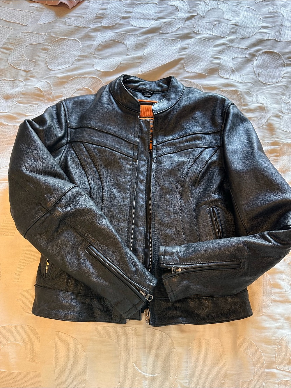 Classic Black Leather Moto Jacket - Women's Size Small